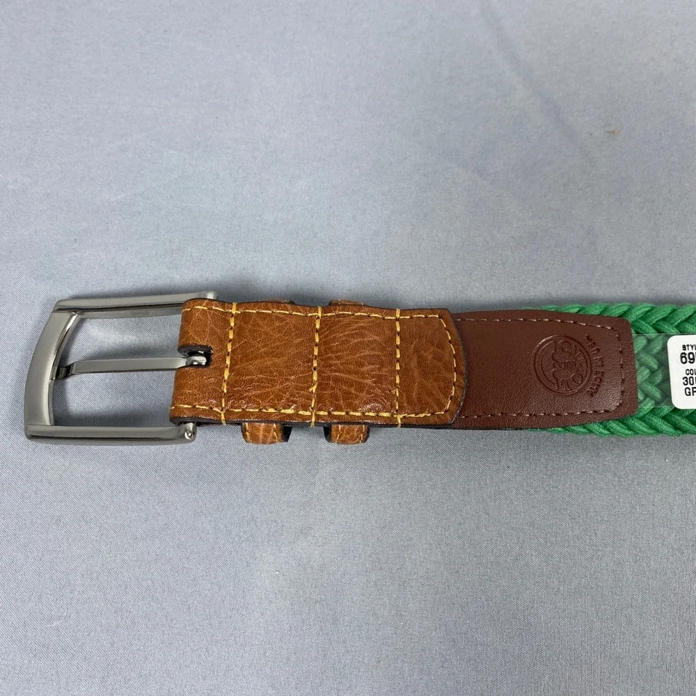 Torino Leather Co Braided Belt Mens 38 Green Leather Trim Made in USA 69503 Golf